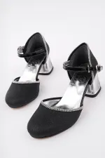 Chaussures à talons bas pour filles Muggo BLOSSOM à paillettes et à bride cheville lumineuse.