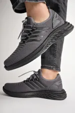 Muggo Montag Garantili Günlük Ortopedik Kaymaz Taban Bağcıklı Çizgili Erkek Sneaker Spor Ayakkabı