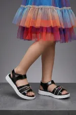 Sandales pour filles Muggo BUTTERFLY avec nœud en perles colorées et fermeture velcro