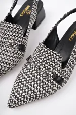 Muggo HERJEE Pointed Toe Open Back Woven Women's Casual Low Heel Shoes