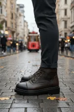 Muggo GUSTA Bağcıklı Fermuarlı İçi Kürklü Erkek Kışlık Bot