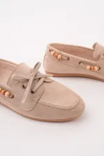 Muggo Multi-Colored Beaded Detail Women's Casual Lace-up Loafer Shoes Muggo Multi-Colored Beaded Detail Women's Casual Lace-up Loafer Shoes