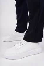 Muggo MORTA Kalın Taban Bağcıklı Hakiki Deri Erkek Günlük Sneaker Spor Ayakkabı