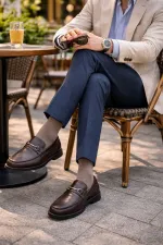 Chaussures décontractées pour hommes Muggo ALFRED en cuir véritable avec boucle en métal et semelle confortable