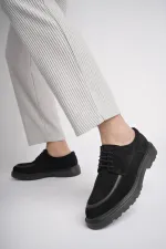 Muggo SAMUEL Chaussures pour hommes classiques et confortables en cuir véritable, style décontracté, avec semelle orthopédique épaisse.