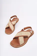 Muggo ELİSHA Lastikli Kadın Günlük Hasır Sandalet