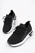 Chaussures de sport Muggo MARTHA pour femmes, à semelle épaisse, en maille décontractée et à lacets ornées de strass.