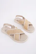Muggo ELİSHA Lastikli Kadın Günlük Hasır Sandalet