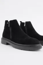 Bottes d'hiver décontractées pour homme Muggo ASTRA en cuir véritable avec double fermeture éclair 