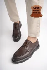 Muggo SAMUEL Chaussures pour hommes classiques et confortables en cuir véritable, style décontracté, avec semelle orthopédique épaisse.