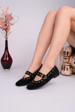 Ballerines en cuir cloutées à boucle dorée Muggo ZENA pour femmes