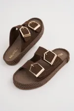 Muggo GOLDY Women's Double Buckle Adjustable Comfortable Sole Casual Slippers Muggo GOLDY Women's Double Buckle Adjustable Comfortable Sole Casual Slippers