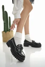 Mocassins Muggo SAMANTHA pour femmes, semelle épaisse, boucle, chaussures décontractées pour tous les jours