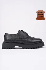 Mocassins décontractés pour femmes Muggo AMOUR, en cuir véritable à lacets et semelle épaisse