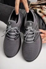 Muggo Montag Garantili Günlük Ortopedik Kaymaz Taban Bağcıklı Çizgili Erkek Sneaker Spor Ayakkabı