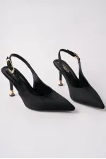 Muggo CHİC Sivri Burun Arkası Açık Kadın Topuklu Ayakkabı