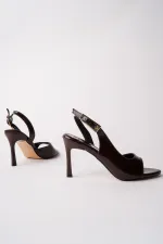 Muggo PURELINE Patent Leather Pointed Toe Thin Heel Open Back Women's High Heels