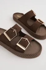 Muggo GOLDY Women's Double Buckle Adjustable Comfortable Sole Casual Slippers Muggo GOLDY Women's Double Buckle Adjustable Comfortable Sole Casual Slippers
