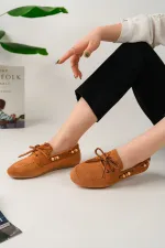 Muggo Multi-Colored Beaded Detail Women's Casual Lace-up Loafer Shoes Muggo Multi-Colored Beaded Detail Women's Casual Lace-up Loafer Shoes