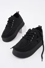 Muggo TRUNKS Kalın Taban Bağcıklı Yıldız Detaylı Çocuk Kışlık Sneaker Spor Ayakkabı