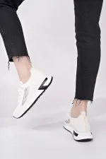 Muggo MARTHA Kadın Kalın Taban Günlük Triko Taşlı Bağcıklı Sneaker Spor Ayakkabı