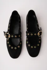 Ballerines en cuir cloutées à boucle dorée Muggo ZENA pour femmes