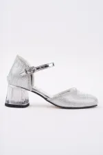 Muggo ELSE Bilekten Bağlamalı Simli Kız Çocuk Kısa Topuklu Ayakkabı