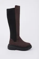 Bottes Muggo DIASA en daim à semelle épaisse et détails extensibles, fermeture éclair pour femmes