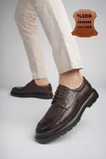 Muggo NORMAN Chaussures pour hommes classiques et confortables en cuir véritable, semelle orthopédique épaisse, idéales au quotidien