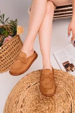 Mocassins Muggo Vintage en cuir suédé, décontractés et confortables, à bout fermé, pour femmes.