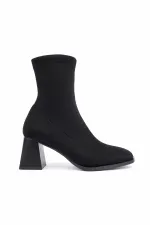 Muggo CRYON Küt Burun Kalın Topuklu Kadın Streç Bot