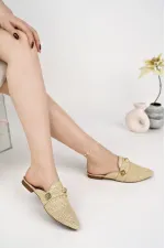 Pantoufles décontractées en paille à bout fermé pour femmes Muggo KENDAL