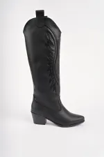 Bottes de cowboy pour femmes Muggo RODEO avec détails de surpiqûres et talon épais 