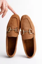 Mocassins décontractés en cuir pour femmes Muggo MONA avec boucle métallique garantie