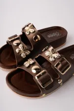 Muggo NYSSA Women's Casual Slippers with Butterfly Accessory and Double Buckle Muggo NYSSA Women's Casual Slippers with Butterfly Accessory and Double Buckle