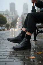 Muggo FENİKS Hakiki Deri Çift Fermuarlı Kadın Bot