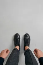 Baskets décontractées à lacets Muggo DUSK en cuir véritable pour homme, semelle épaisse.