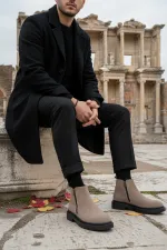 Bottes d'hiver décontractées pour homme Muggo ASTRA en cuir véritable avec double fermeture éclair 