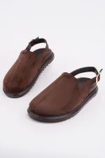 Muggo BUCKLE Süet Deri Ayarlanabilir Tokalı Günlük Rahat Önü Kapalı Kadın Sandalet