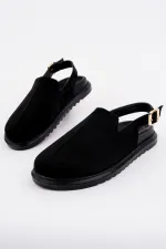 Muggo BUCKLE Süet Deri Ayarlanabilir Tokalı Günlük Rahat Önü Kapalı Kadın Sandalet