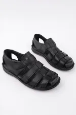 Sandales orthopédiques décontractées pour hommes Muggo Edinburgh, en cuir véritable, confortables et à semelle souple, garanties par la marque Edinburgh.