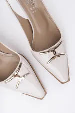 Muggo FOREST Arkası Açık Toka Detaylı Günlük Klasik Topuklu Kadın Stiletto Ayakkabı