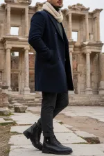 Bottes Muggo RAFA pour hommes, doublées de fourrure, à fermeture éclair et à lacets 