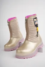 Bottes de pluie et de neige Muggo BLOOM pour enfants, garanties, avec doublure polaire, fermeture éclair sur le devant et semelle crantée.