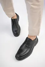 Muggo SAMUEL Chaussures pour hommes classiques et confortables en cuir véritable, style décontracté, avec semelle orthopédique épaisse.