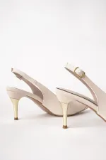 Muggo STARLYN Pointed Toe Open Back Women's High Heels with Stone Embellishments