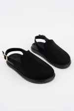 Muggo BUCKLE Süet Deri Ayarlanabilir Tokalı Günlük Rahat Önü Kapalı Kadın Sandalet