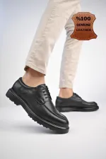 Muggo SAMUEL Chaussures pour hommes classiques et confortables en cuir véritable, style décontracté, avec semelle orthopédique épaisse.