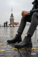 Muggo LUXOR Hakiki Deri Fermuarlı Erkek Kışlık Bot