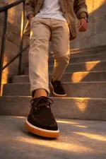 Muggo CRAFT Genuine Suede Leather Lace-up Men's Casual Loafer Shoes